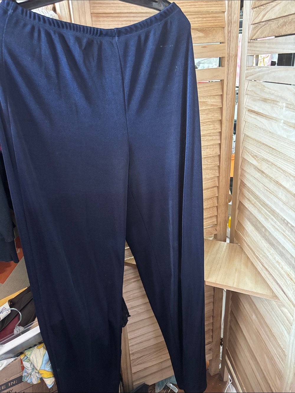 Carole Little Navy Wide-Leg Pull-On Pants Medium